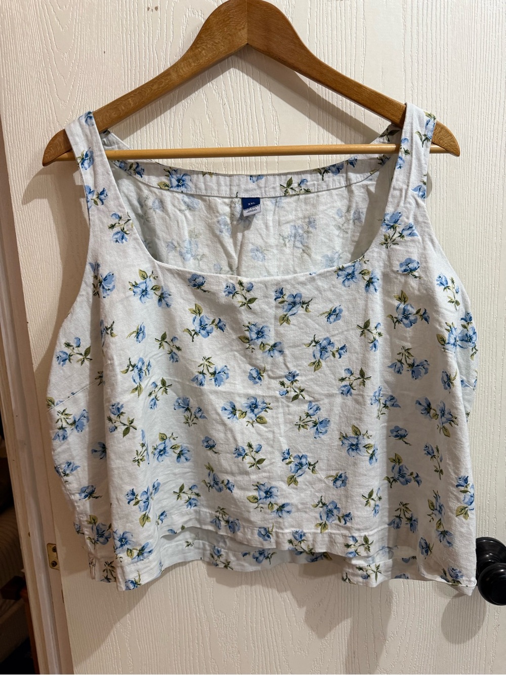 Old Navy White Tank Top with Blue Floral Print